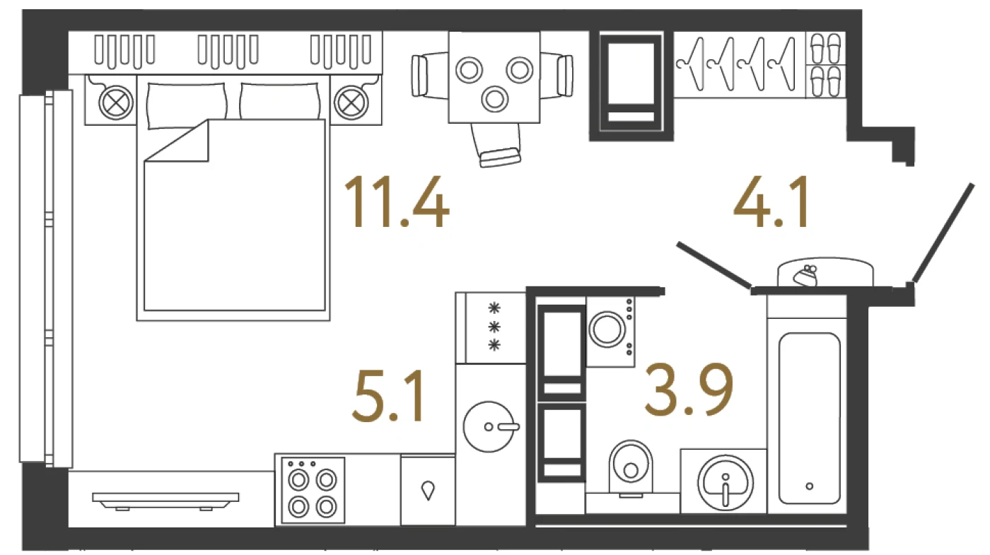 Планировка студия 24,5 м² в жилом комплексе «Передвижники» — Жилой комплекс «Передвижники»